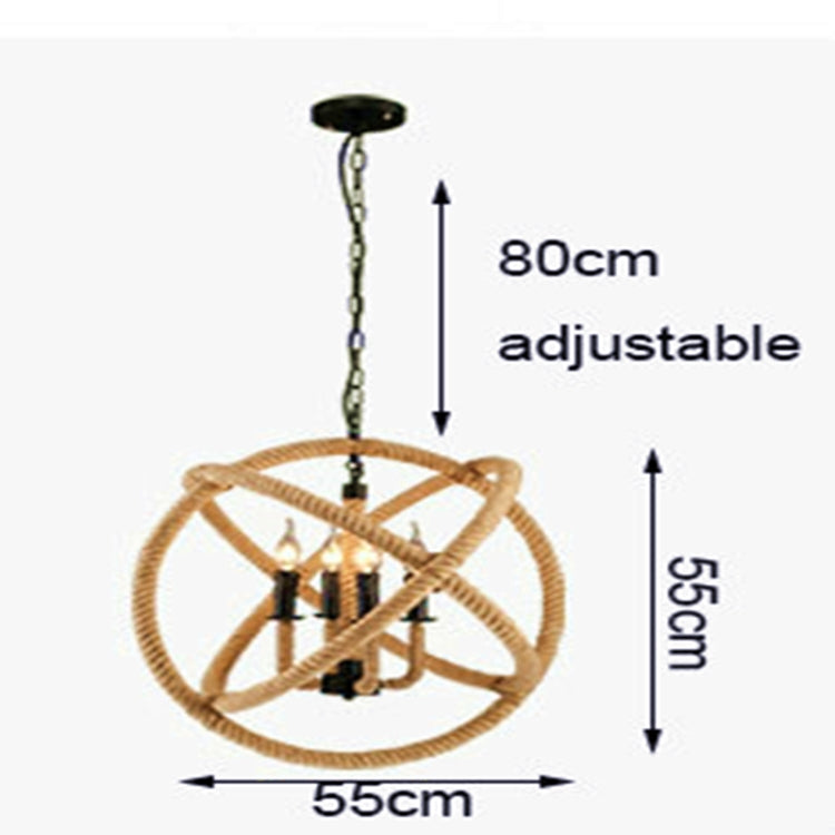 35cm 3 Heads Art Bar Restaurant Light Cafe Bar Spherical Retro Hemp Industrial Wind Chandelier with 5W Warm White Light LED