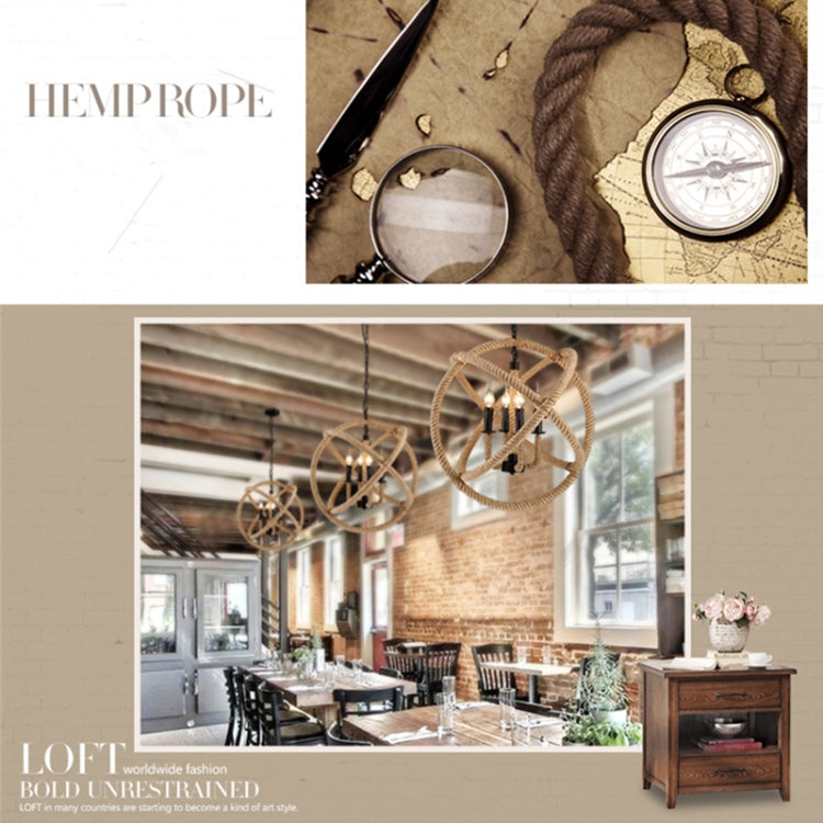 35cm 3 Heads Art Bar Restaurant Light Cafe Bar Spherical Retro Hemp Industrial Wind Chandelier with 5W Warm White Light LED