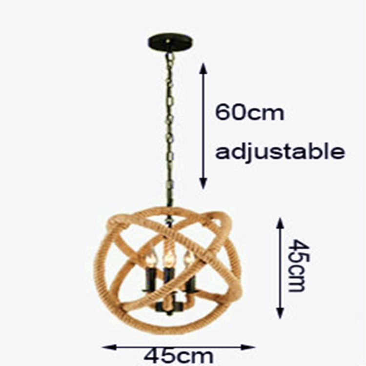 45cm3 Heads Art Bar Restaurant Light Cafe Bar Spherical Retro Hemp Industrial Wind Chandelier without Light Source