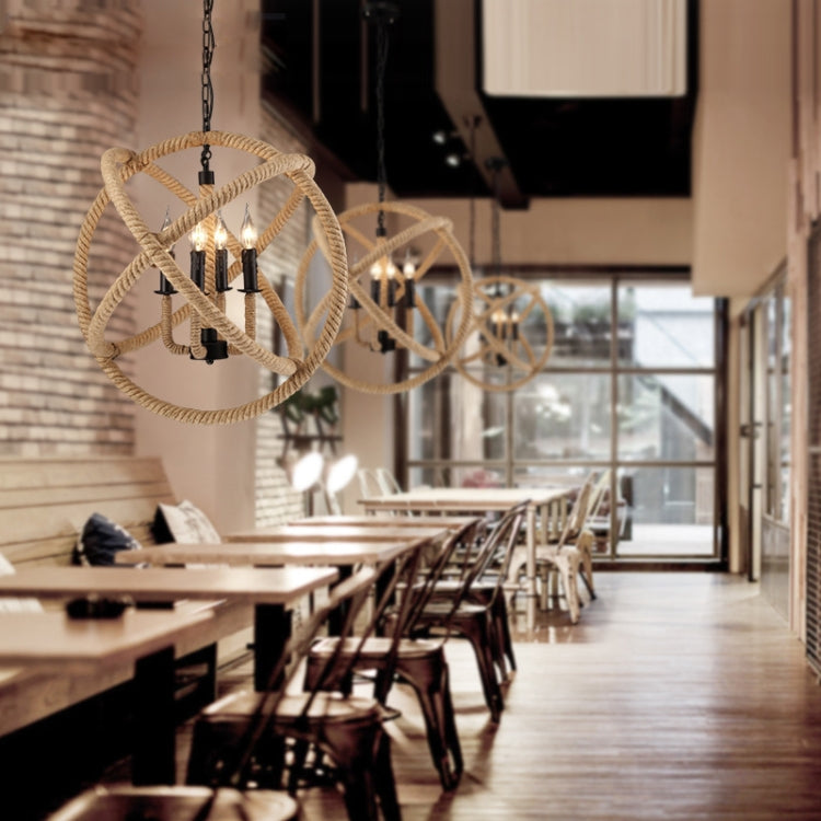 45cm3 Heads Art Bar Restaurant Light Cafe Bar Spherical Retro Hemp Industrial Wind Chandelier without Light Source