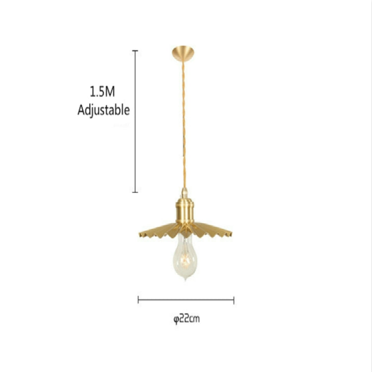 Pure Copper Single Head  Vintage Nostalgic Brass Pleated Chandelier without Light Source
