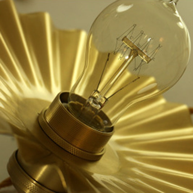 Pure Copper Single Head  Vintage Nostalgic Brass Pleated Chandelier without Light Source