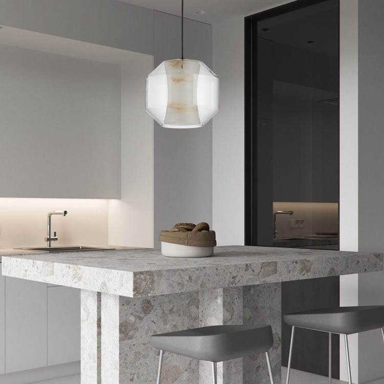 Small  Simple Imitation Marble Model Room Restaurant Bar Bedside Chandelier without Light Source