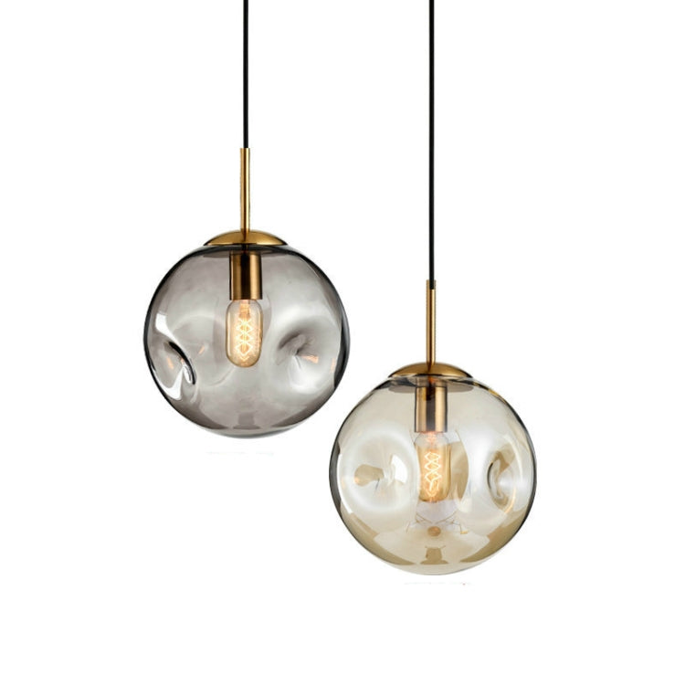 Amber Lampshade E27 LED Glass Ball Chandelier Simple Bedroom Bedside Lamp Chandelier with 5W White Light LED