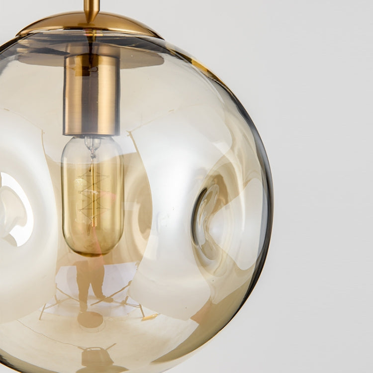 Amber Lampshade E27 LED Glass Ball Chandelier Simple Bedroom Bedside Lamp Chandelier with 5W White Light LED