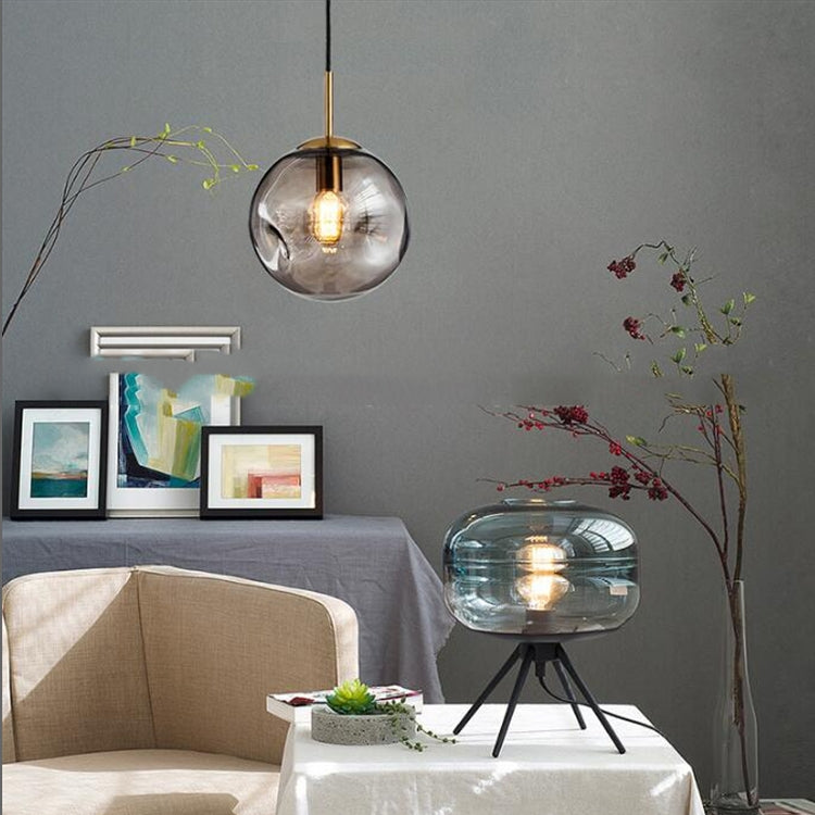 Amber Lampshade E27 LED Glass Ball Chandelier Simple Bedroom Bedside Lamp Chandelier with 5W White Light LED