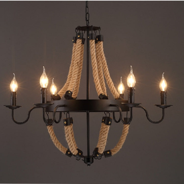 6 Heads  Restaurant Cafe Retro Industrial Wind Wrought Iron Twine Chandelier without Light Source