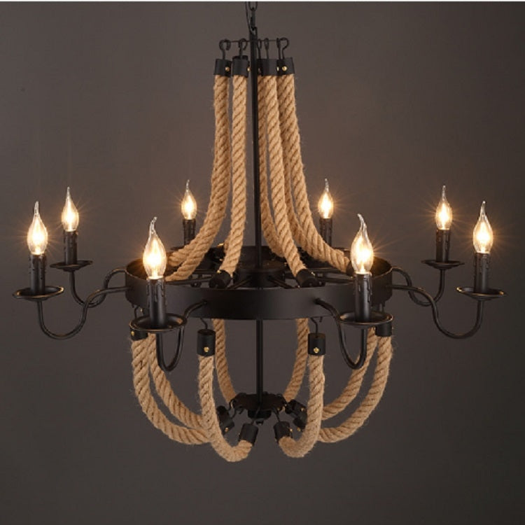 8 Heads  Restaurant Cafe Retro Industrial Wind Wrought Iron Twine Chandelier without Light Source