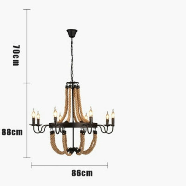 8 Heads  Restaurant Cafe Retro Industrial Wind Wrought Iron Twine Chandelier with 5W Warm Light LED