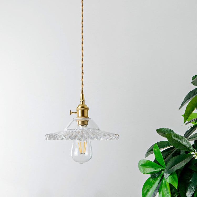 Brass Glass Single Head Small Chandelier without Light Source