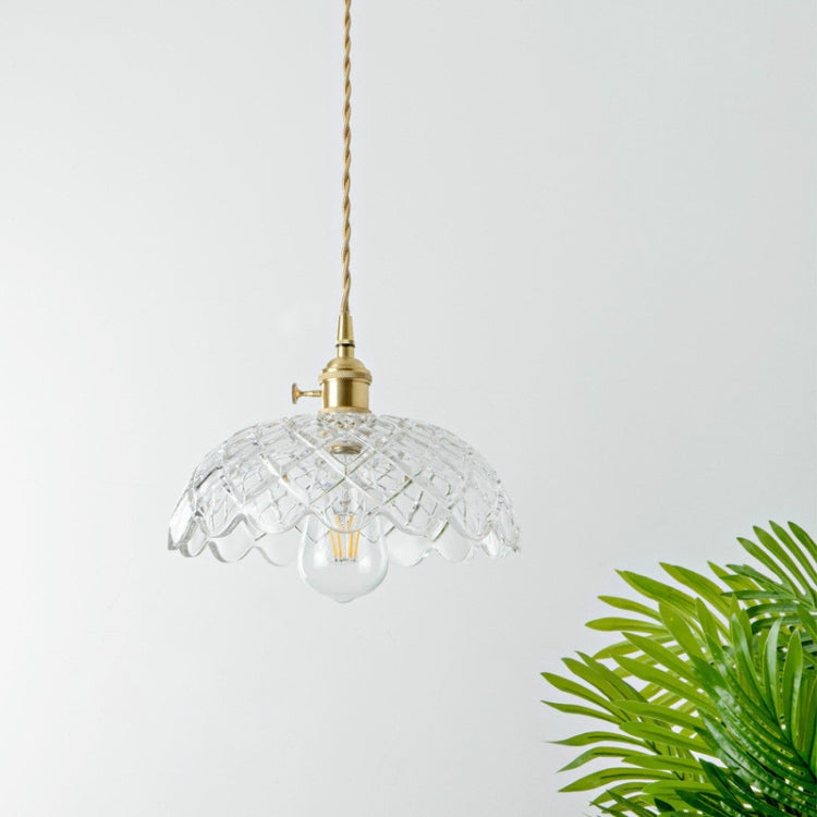 Brass Glass Single Head Small Chandelier without Light Source