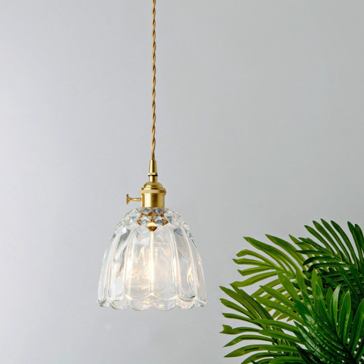 Brass Glass Single Head Small Chandelier without Light Source