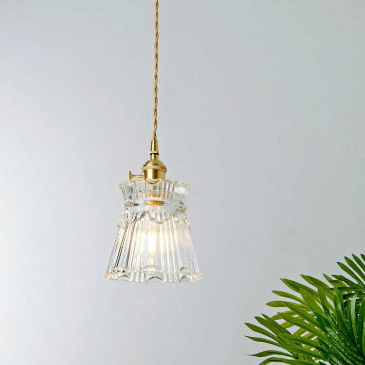 Brass Glass Single Head Small Chandelier without Light Source