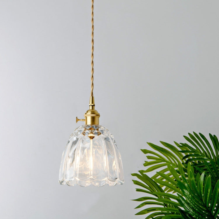 Brass Glass Single Head Small Chandelier with 4W Edison White Light