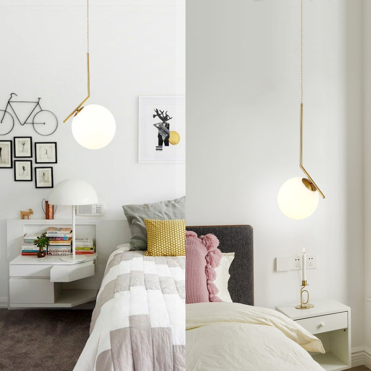 Small  Creative Single Head Glass Ball Bedroom Bedside Chandelier with 5W Three Color Light