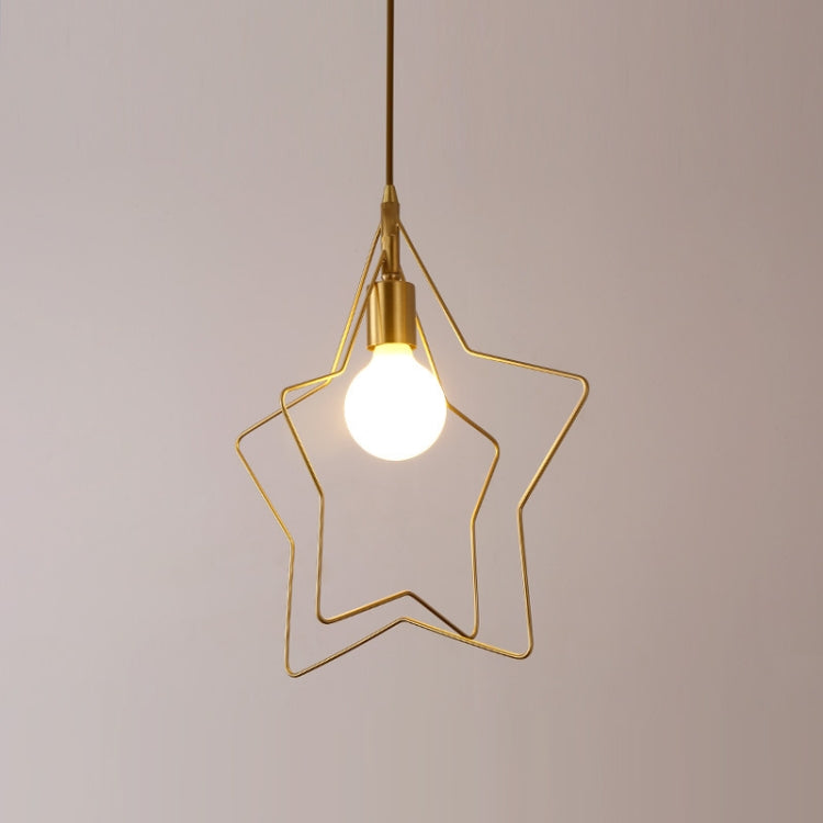 Double-frame Chandelier All Copper Personality Brass Five-pointed Star Chandelier with 5W Warm Light LED