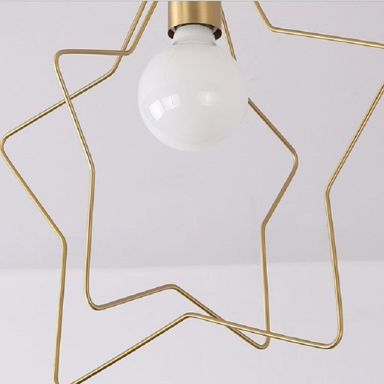 Three-frame Chandelier All Copper Personality Brass Five-pointed Star Chandelier with 5W White Light LED
