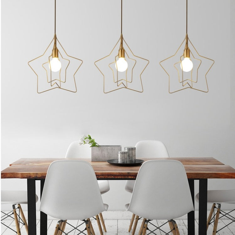 Three-frame Chandelier All Copper Personality Brass Five-pointed Star Chandelier with 5W White Light LED