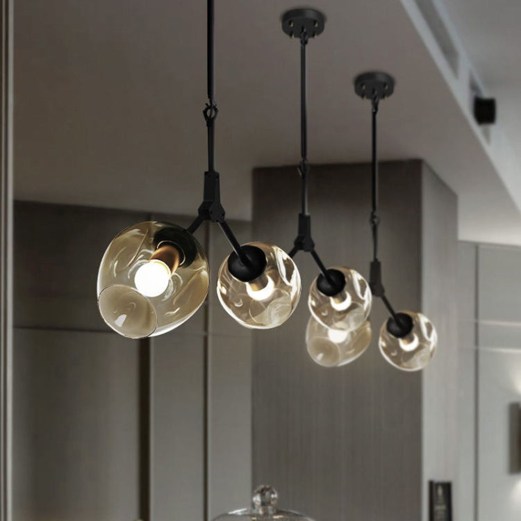 Double Head Black  Creative Glass Branches Living Room Chandelier with 5W Warm Light LED