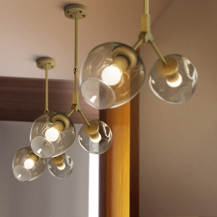 Double Head Gold  Creative Glass Branches Living Room Chandelier with 5W White Light LED