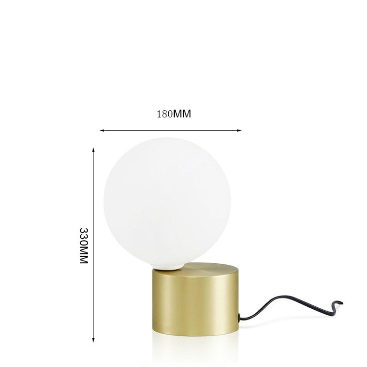 Small  Creative Simple Metal Glass Ball Living Room Study Bedroom Decoration Table Lamp, US Plug