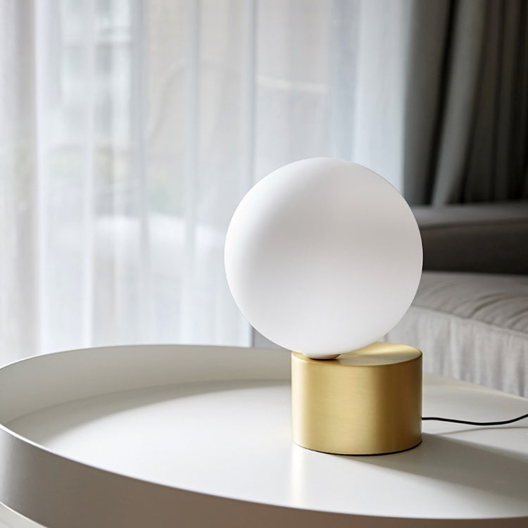 Small  Creative Simple Metal Glass Ball Living Room Study Bedroom Decoration Table Lamp, US Plug