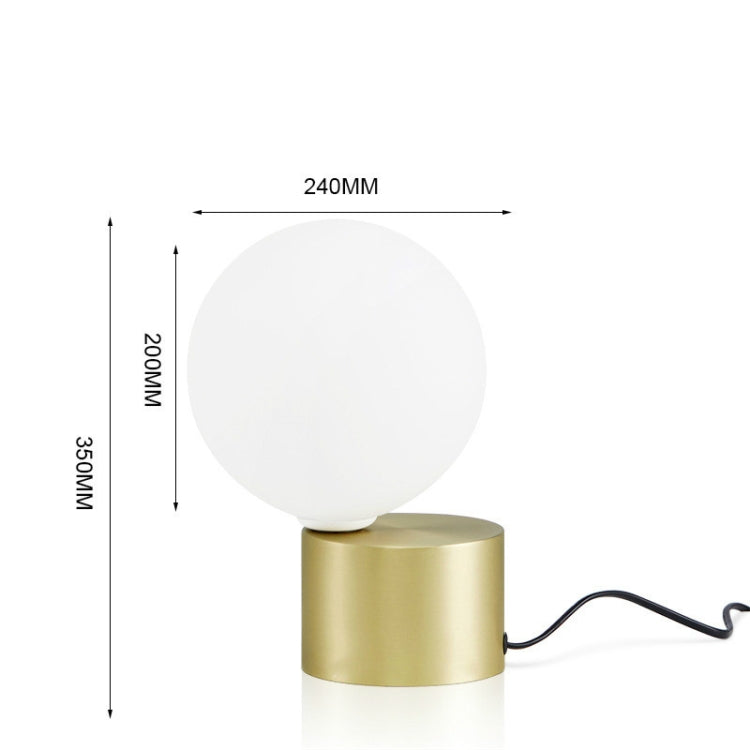 Large  Creative Simple Metal Glass Ball Living Room Study Bedroom Decoration Table Lamp, US Plug