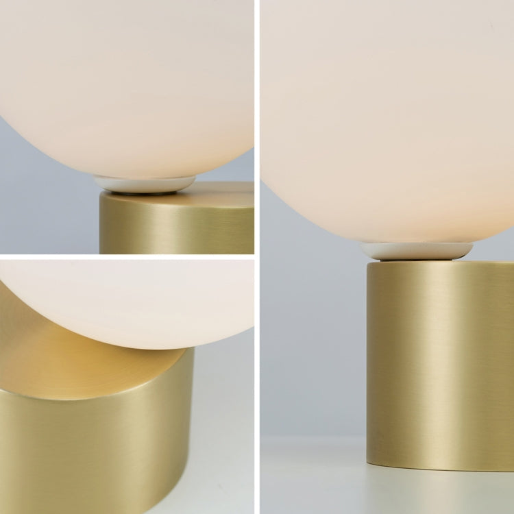 Large  Creative Simple Metal Glass Ball Living Room Study Bedroom Decoration Table Lamp, US Plug