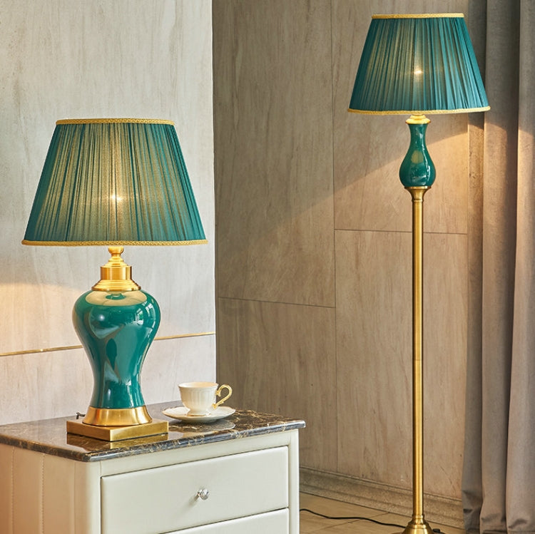 Ceramic Table Lamp Handmade Ceramic Retro European Living Room Bedroom Bedside Table Lamp, Size:S