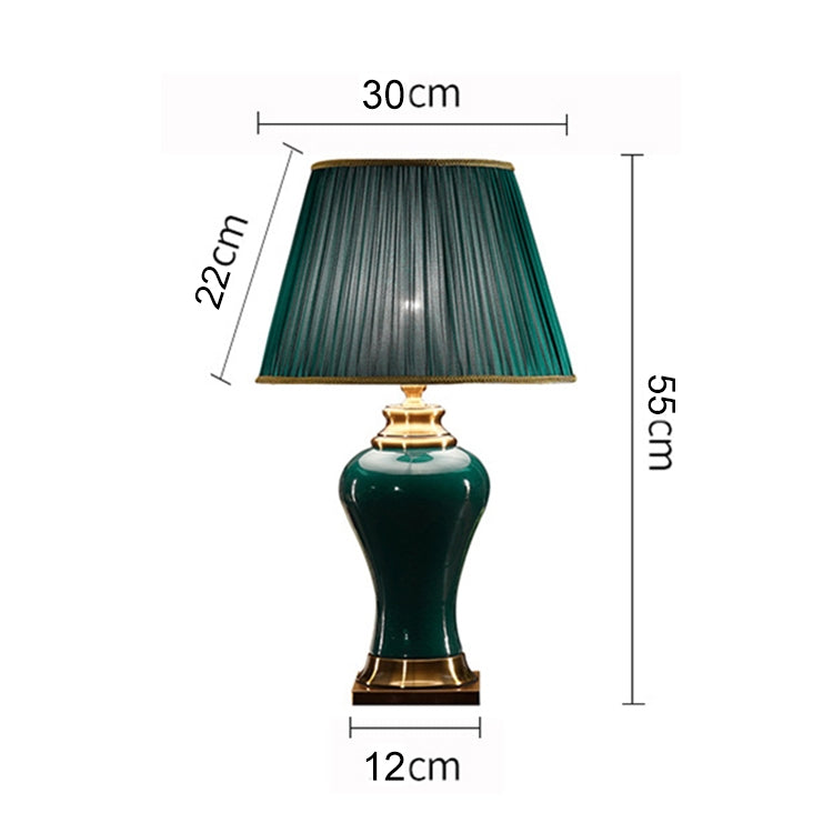 Ceramic Table Lamp Handmade Ceramic Retro European Living Room Bedroom Bedside Table Lamp, Size:S