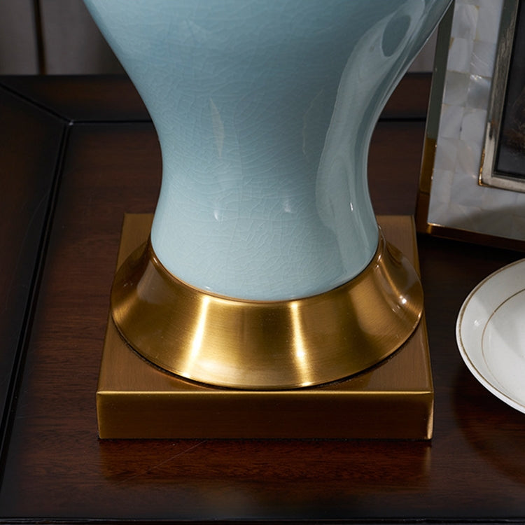 Ceramic Table Lamp Handmade Ceramic Retro European Living Room Bedroom Bedside Table Lamp, Size:S