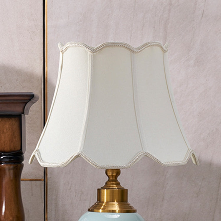 Ceramic Table Lamp Handmade Ceramic Retro European Living Room Bedroom Bedside Table Lamp, Size:S