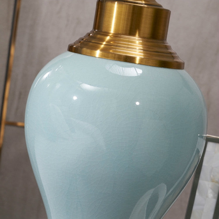 Ceramic Table Lamp Handmade Ceramic Retro European Living Room Bedroom Bedside Table Lamp, Size:S