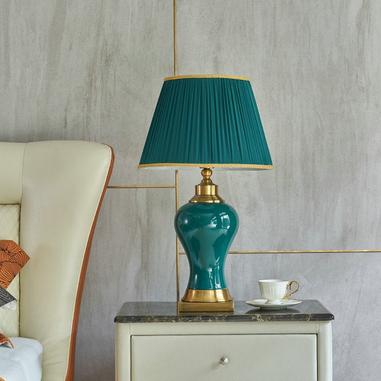 Ceramic Table Lamp Handmade Ceramic Retro European Living Room Bedroom Bedside Table Lamp, Size:L(Q59)