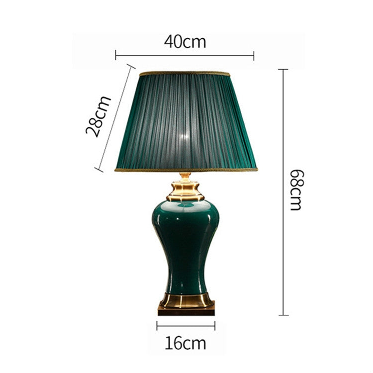 Ceramic Table Lamp Handmade Ceramic Retro European Living Room Bedroom Bedside Table Lamp, Size:L(Q59)