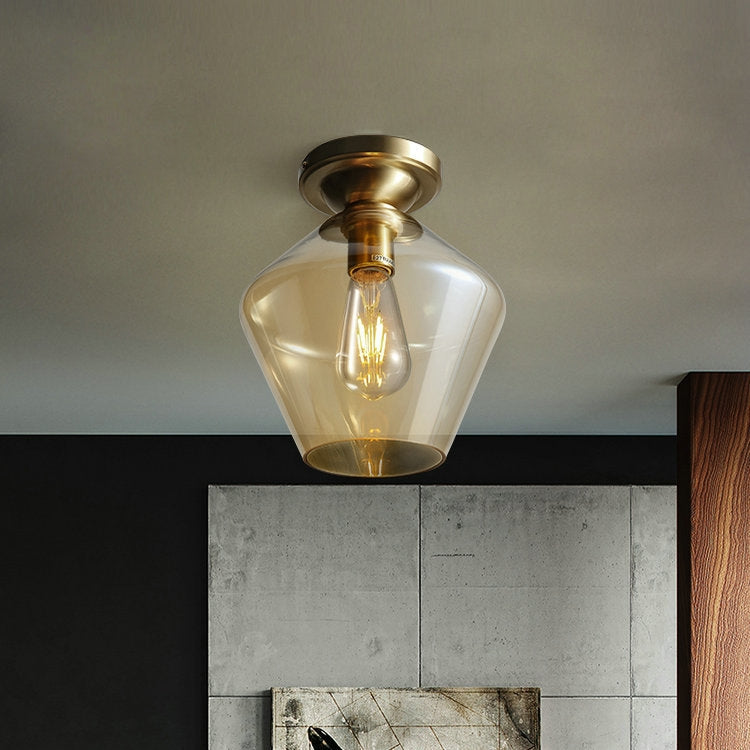 Bar Restaurant Simple Copper Ceiling Lamp, Power source:  White Light