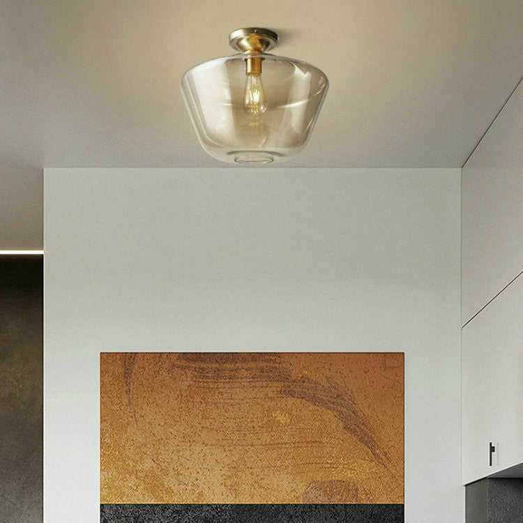 Bar Restaurant Simple Copper Ceiling Lamp, Power source:  White Light