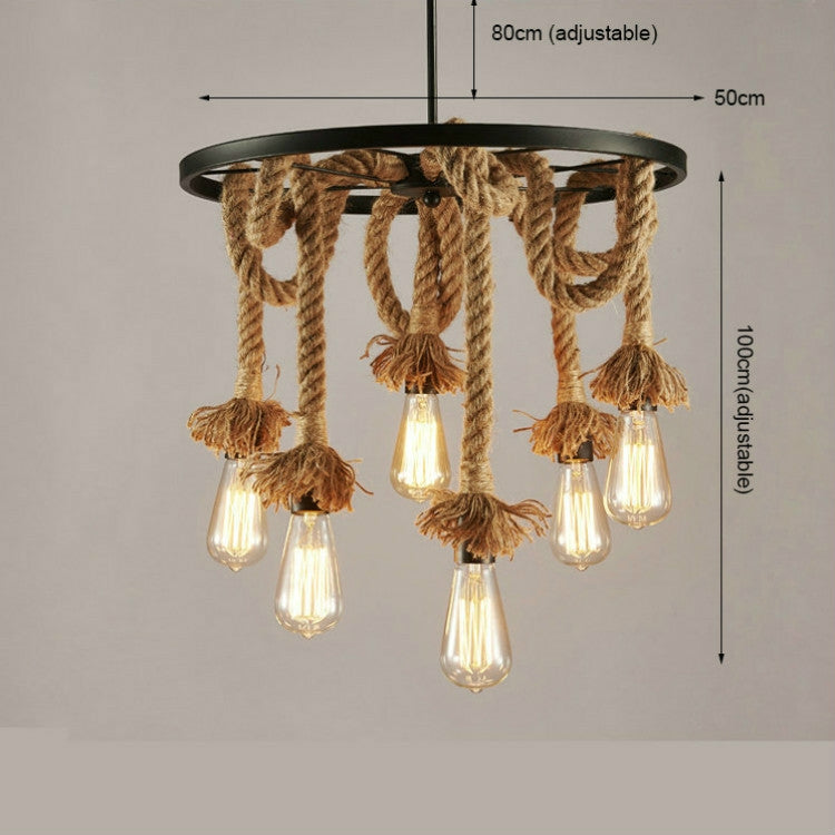 6 Heads  Retro Living Room Dining Room Chandelier with 40W Edison Bulb