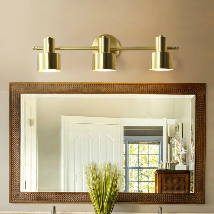 3 Heads Copper  E27 LED Copper Mirror Headlights Makeup Lamp Bathroom Mirror Cabinet Gold Wall Lamp
