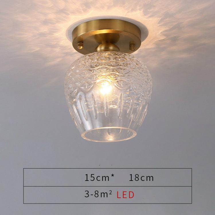 C  Simple Walkway Copper Lamp Single Head Corridor Hall Porch Ceiling Lights with Warm Light LED
