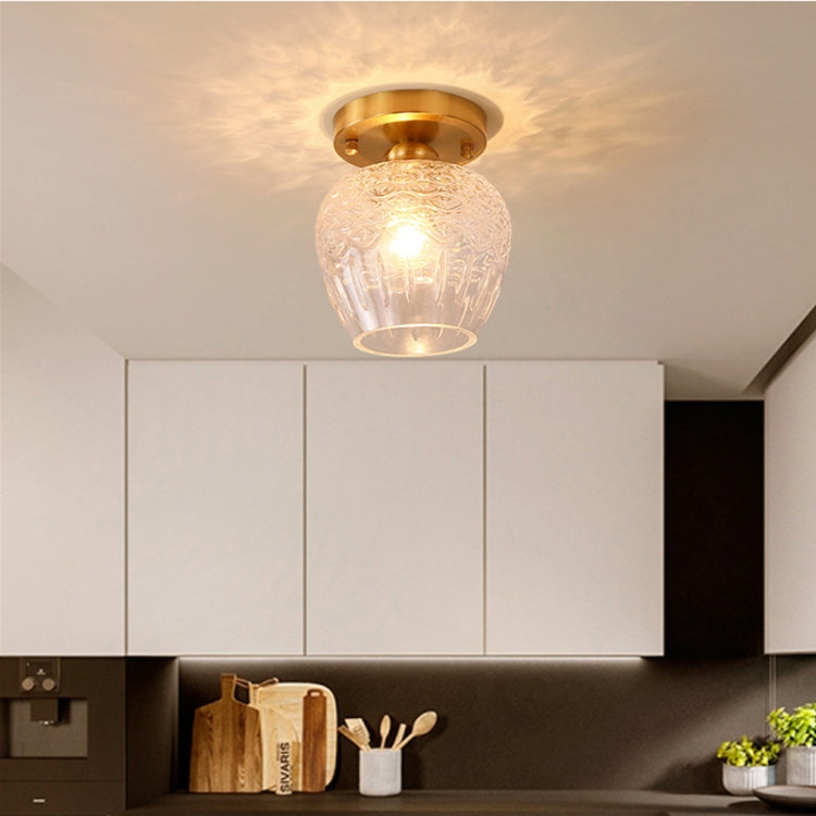 C  Simple Walkway Copper Lamp Single Head Corridor Hall Porch Ceiling Lights with Warm Light LED