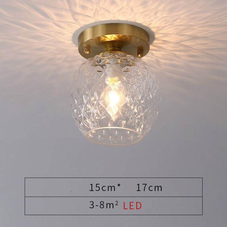 E  Simple Walkway Copper Lamp Single Head Corridor Hall Porch Ceiling Lights with White Light LED
