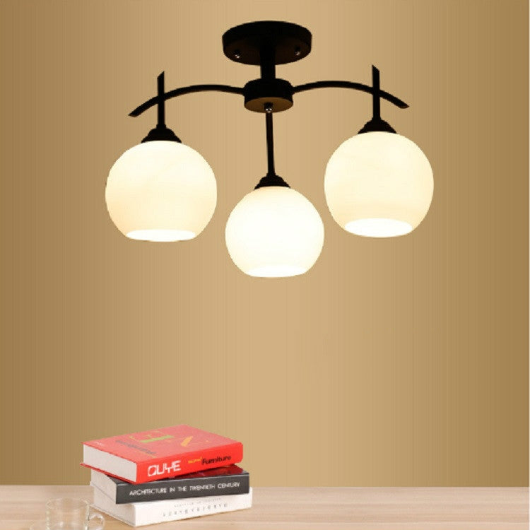3 Heads Modern Minimalist Living Room American Wrought Iron Lamps without Light Source