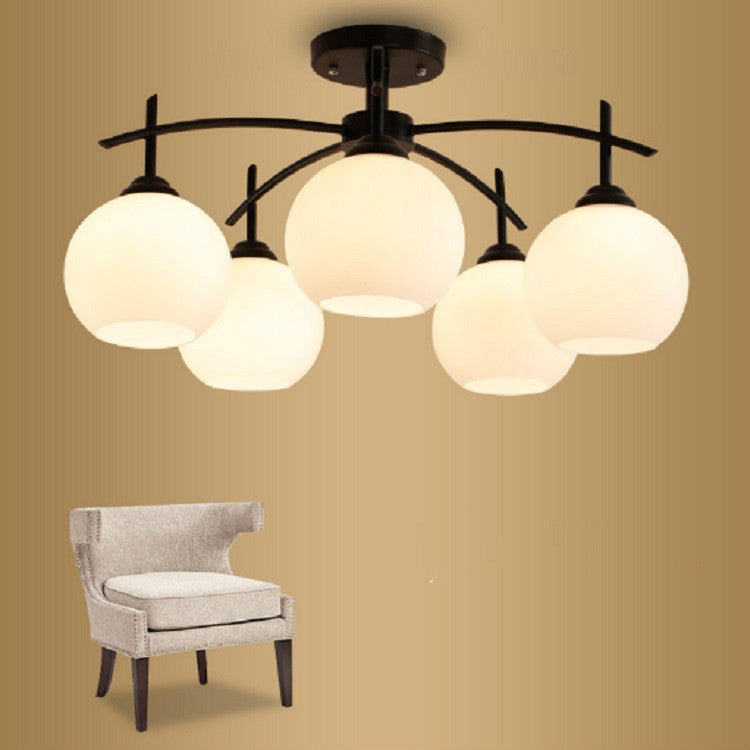 5 Heads Modern Minimalist Living Room American Wrought Iron Lamps with 5W Warm Light LED