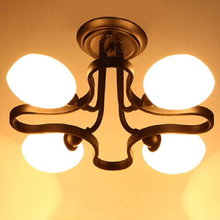 4 Heads Wrought Iron Living Room Ceiling Lamp with 5W White Light LED