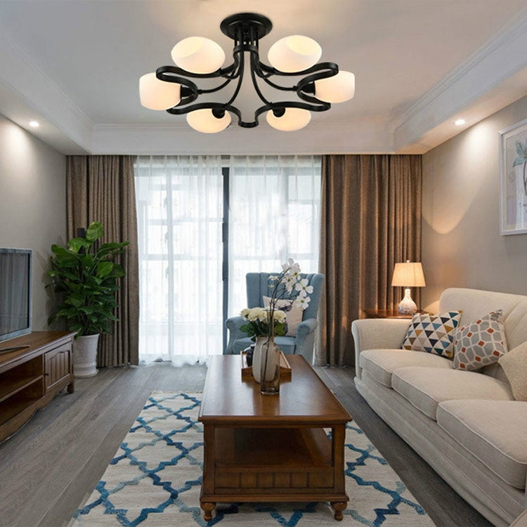 6 Heads Wrought Iron Living Room Ceiling Lamp with 5W White Light LED