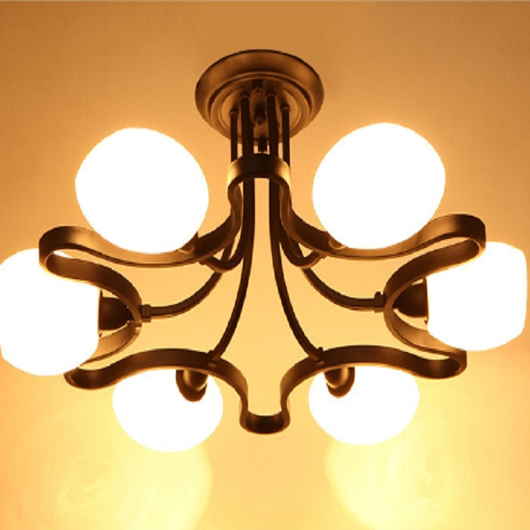 6 Heads Wrought Iron Living Room Ceiling Lamp with 5W White Light LED