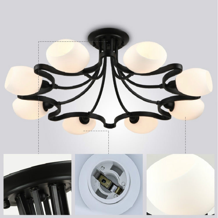 6 Heads Wrought Iron Living Room Ceiling Lamp with 5W White Light LED