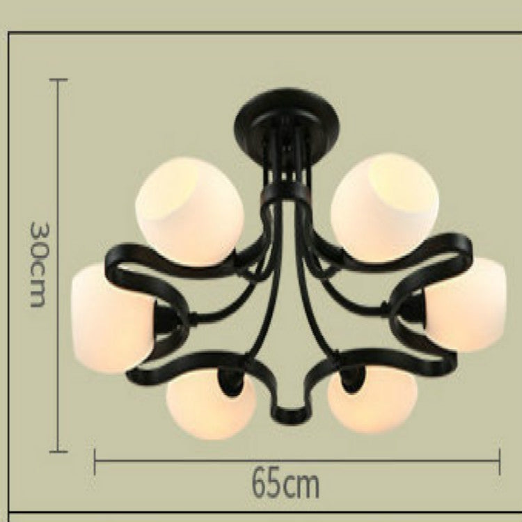 6 Heads Wrought Iron Living Room Ceiling Lamp with 5W White Light LED