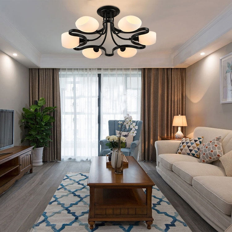 6 Heads Wrought Iron Living Room Ceiling Lamp with 5W White Light LED